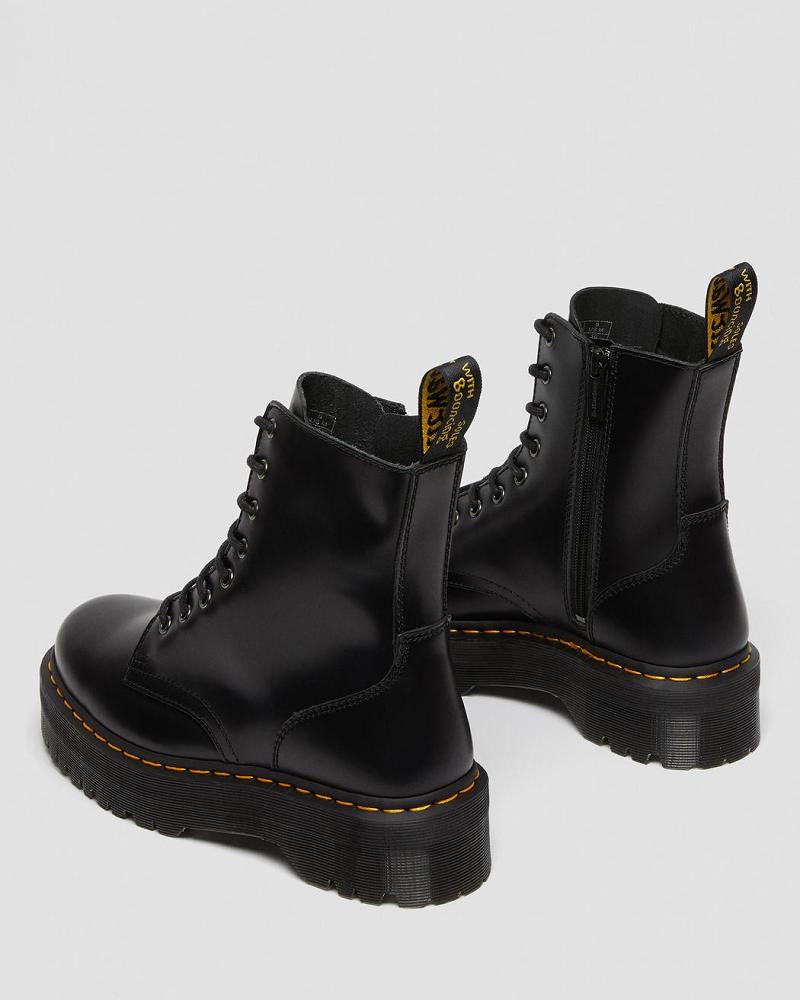 Black Men's Dr Martens Jadon Smooth Leather Platform Boots | CA 562VRW